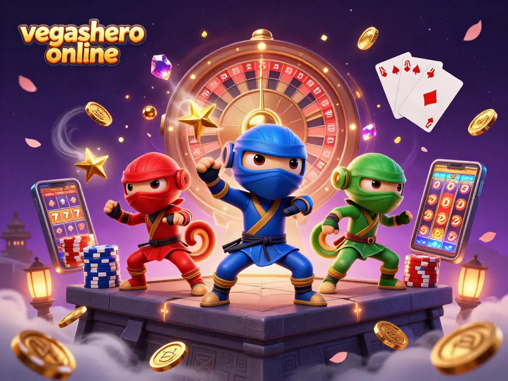 Experience the excitement of vegashero online with a dynamic scene full of casino elements.