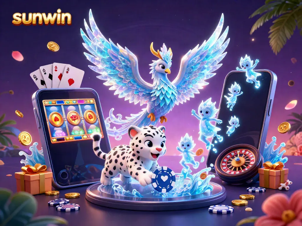 Spin to win with sunwin in this dynamic 3D casino scene featuring exciting game elements.